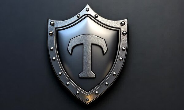 Metallic Shield with T-shaped Emblem