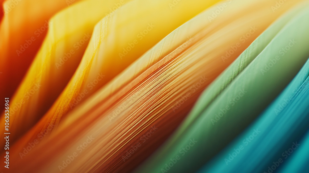 Poster Macro photography capturing the texture and curves of colorful paper creating an abstract background