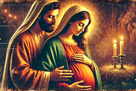 Nossa Senhora Gr&aacute;vida com S&atilde;o Jos&eacute; - Advento 