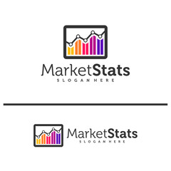 Chart stats logo template. Market success vector design. Growth graph illustration