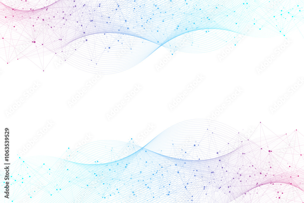 Fototapete Global network connection concept. Big data visualization. Social network communication in the global computer networks. Internet technology. Business. Science. Vector illustration