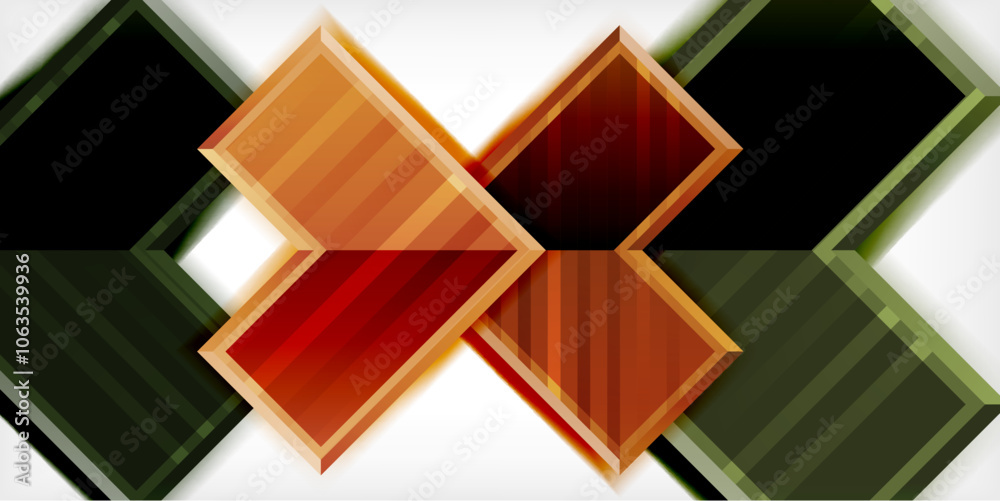 Poster Arrow symbols created with 3d effects and line texture geometric abstract background