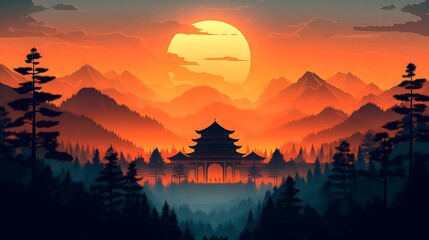 Fototapeta premium Papercut style for India National Day, vibrant layers with iconic monuments, Ashoka Chakra, and floral motifs, capturing spirit of unity