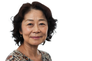 portrait of a chinese woman isolated on white or transparent png