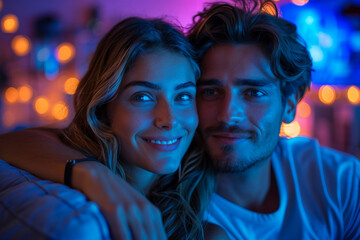 Portrait of husband and wife hugging and bonding with true emotions AI generated image