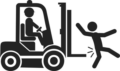 Isolated pictogram sign icon of black pictogram forklift lane, keep clear, may cause injury, for industrial vehicle caution alert