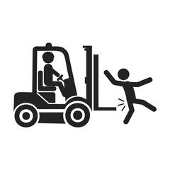 Isolated pictogram sign icon of black pictogram forklift lane, keep clear, may cause injury, for industrial vehicle caution alert