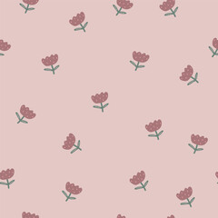 Seamless pattern with cute tulips.