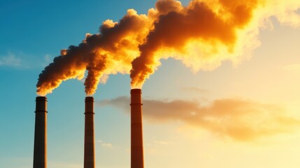 Obraz premium Industrial Emissions and Net Zero Carbon Goals