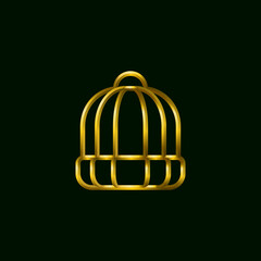 Winter cap icon, golden metallic thin 3d lines vector illustration collection.