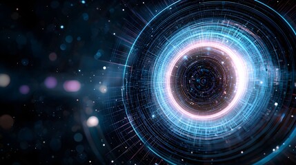 Futuristic abstract digital vortex with glowing particles