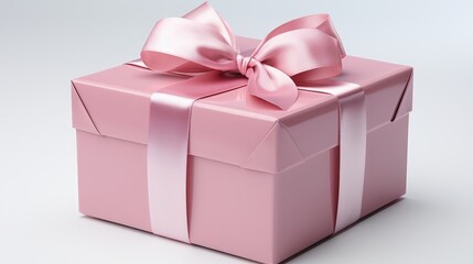 Obraz premium A pink gift box with a large satin bow, showcasing the elegance and beauty of thoughtful gifting.