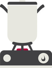 Cooking Activity with Pot on Gas Stove Fire On