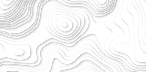 Abstract wavy line 3d paper cut white background.  white and gray luxury grid topography map and satin smooth wallpaper matt paper light texture.  White waves decorative papercut design.