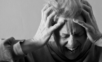 pain and headache woman in stress stressed out and abuse with depression people stock photos stop...