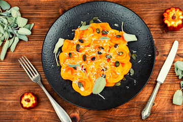 Homemade Butternut Squash Ravioli.