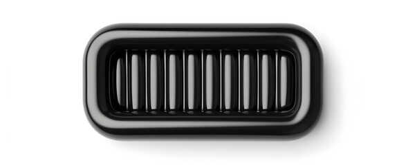 a black inflatable air mattress, ribbed design with smooth surface, high detail, isolated on white background