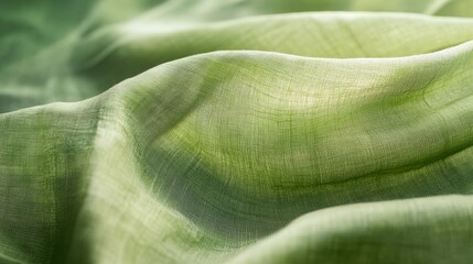 Soft, flowing green fabric creating a serene, textured appearance.