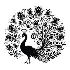 vector silhouette peacock in a nice illustration design