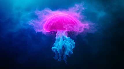 Fototapeta premium Mystical Underwater View of Jellyfish in Icy Depths