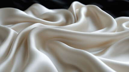 Obraz premium Creamy Silk Drape: A delicate and elegant shot of silky fabric, captured in a soft, flowing drape. The subtle texture and ivory hue create a sense of luxury and sophistication. 