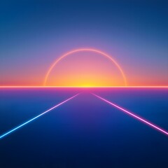 Futuristic sunset over a neon horizon