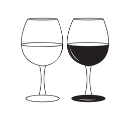 two glasses of wine vector