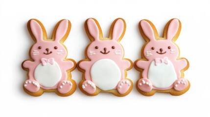 Happy Easter. Multicolored pastel easter cookies on a isolated background. Bunny.