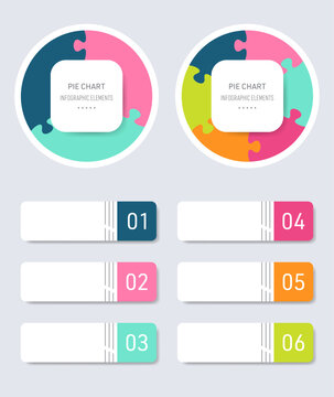Vector infographic puzzle pie chart six options
