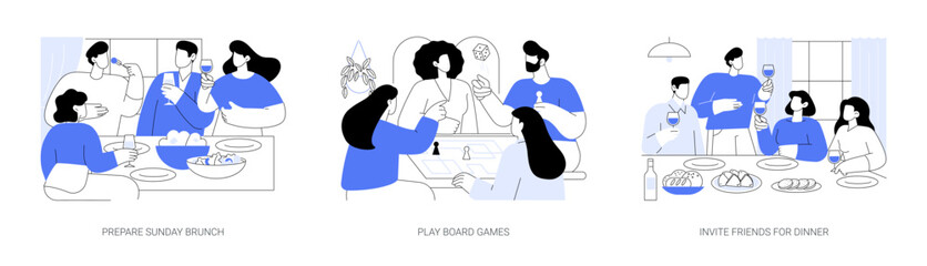 Friends at home isolated cartoon vector illustrations se