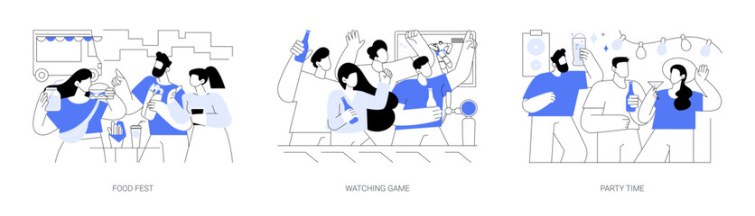 Friends outing isolated cartoon vector illustrations se