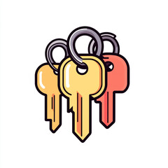  A simple icon illustration of key with key tags, isolated on a white background.  