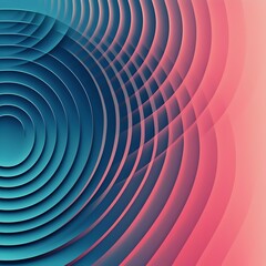 An abstract digital artwork featuring layered circular patterns in soothing shades of blue and coral, creating a sense of depth and movement.