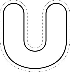 Cut Off Tracing Alphabet Letter U