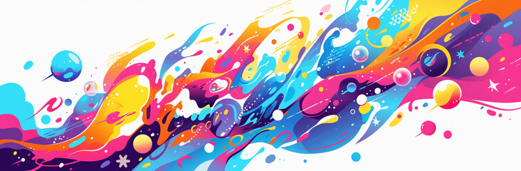 Bright and colorful abstract waves of creativity bursting with energy and imagination