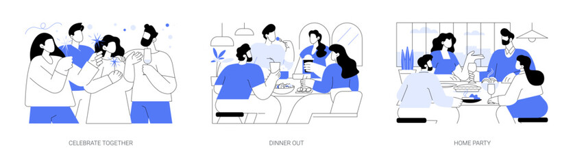 Family friends isolated cartoon vector illustrations se