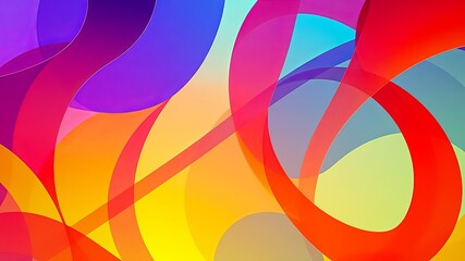 Obraz premium Vibrant Abstract Composition with Intertwined Curving Shapes and a Spectrum of Colors