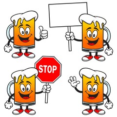 Beer Character Set 01, Hand Drawn illustrations