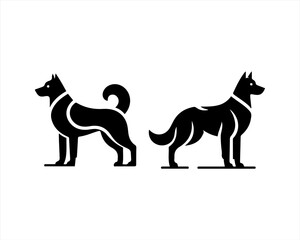 Silhouette Dog Logo design template. Vector illustration.
