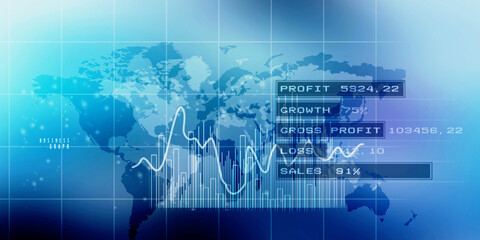 2d illustration Stock market online business concept. business Graph 
