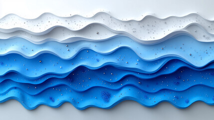 Obraz premium Blue and White Wavy Layers with Sparkling Highlights