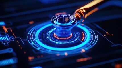 Highdefinition stethoscope diaphragm blueprint, minute details, medical sound technology