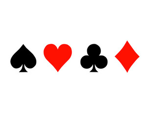 Symbols of playing cards or gambling cards. The symbols are red and black.