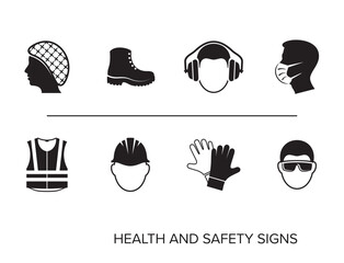 Black vector mandatory health and safety signs