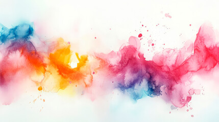 Fototapeta premium Swirls of vibrant colors blend together, showcasing a lively array of yellows, oranges, blues, and reds that dance across a white backdrop, creating an energetic display