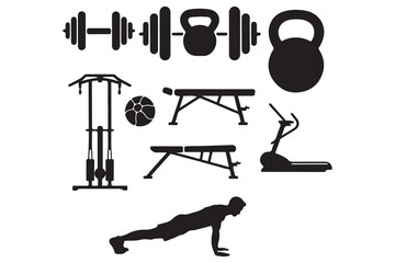 Gym instrument vector and silhouette