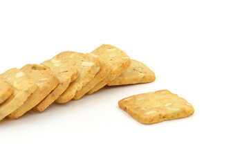 Mixed Cheese Cookies Nuts isolated on white background