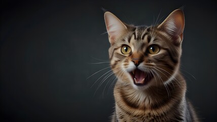 Portrait of a meowing tabby cat Neural network generated AI