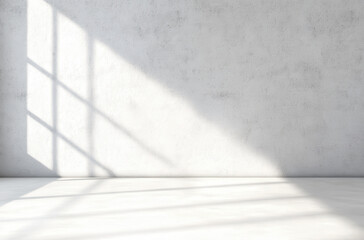 Minimalistic interior with natural light and concrete walls