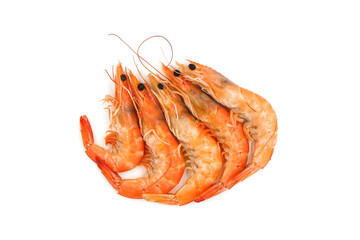 Red cooked prawn  isolated on white background as package design element